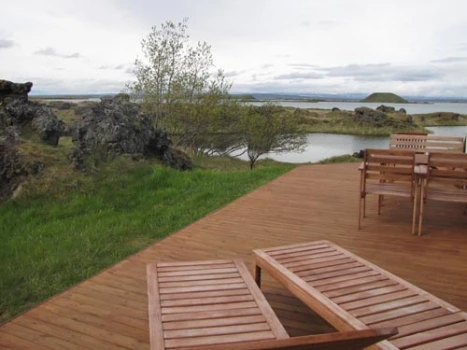 Uitzicht vanaf het hotel in Myvatn