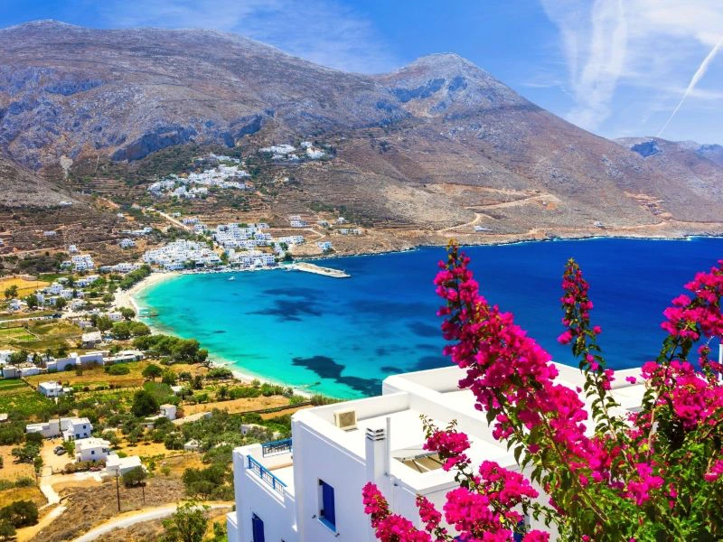 Amorgos uitzicht over baai