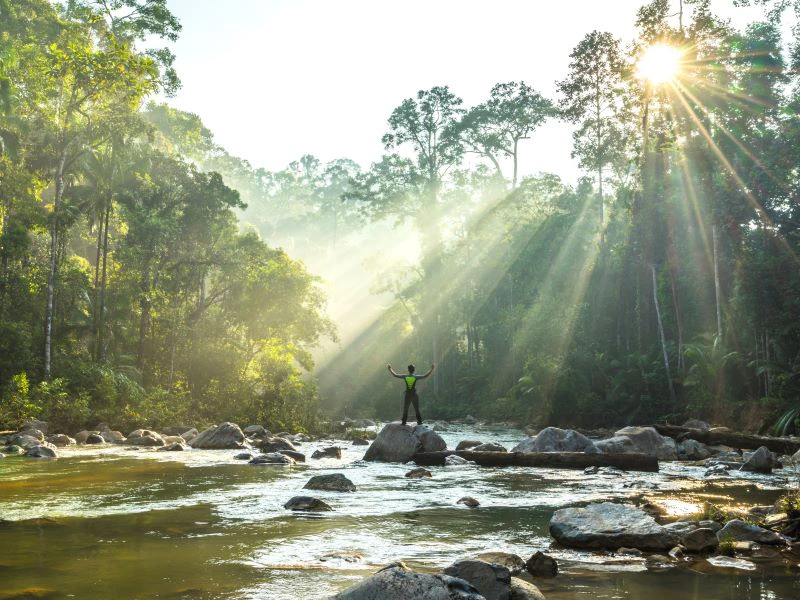 wandelaar bij Endau Romping