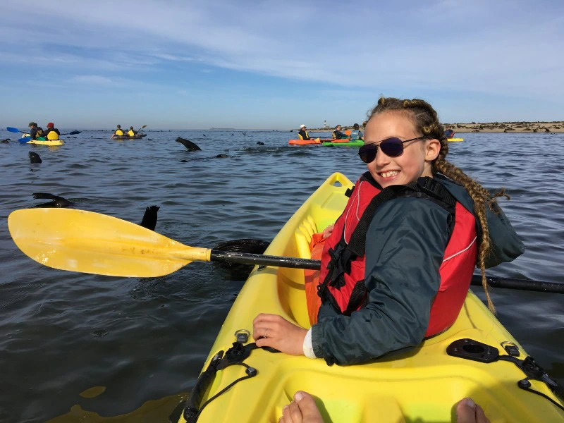Namibie met kinderen - kajakken bij zeeleeuwen