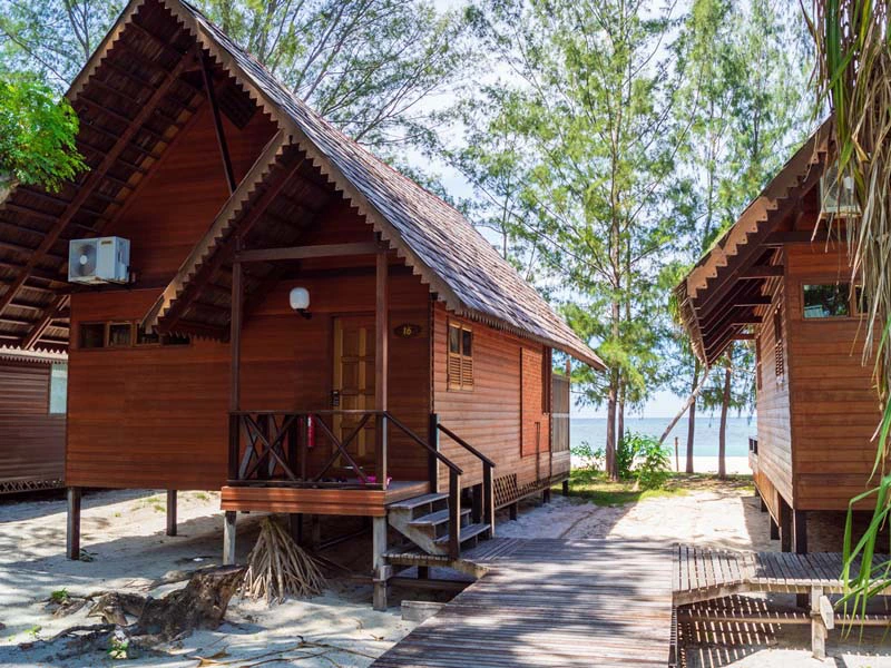 Bungalow op het strand in Lankayan - Borneo