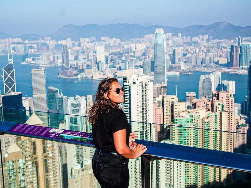 china hong kong uitzicht reiziger wolkenkrabbers stad