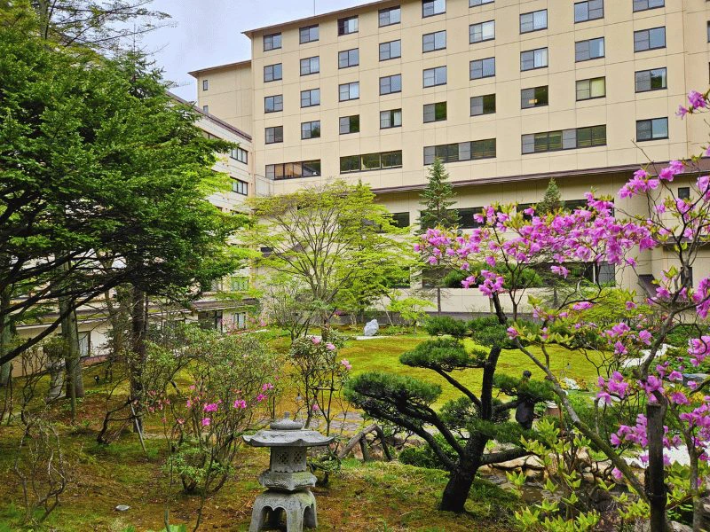 Tuin bij hotel in Noboribetsu