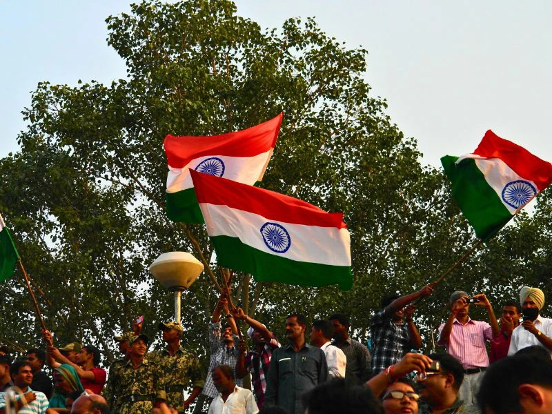 India Amritsar reizigers foto vlaggen