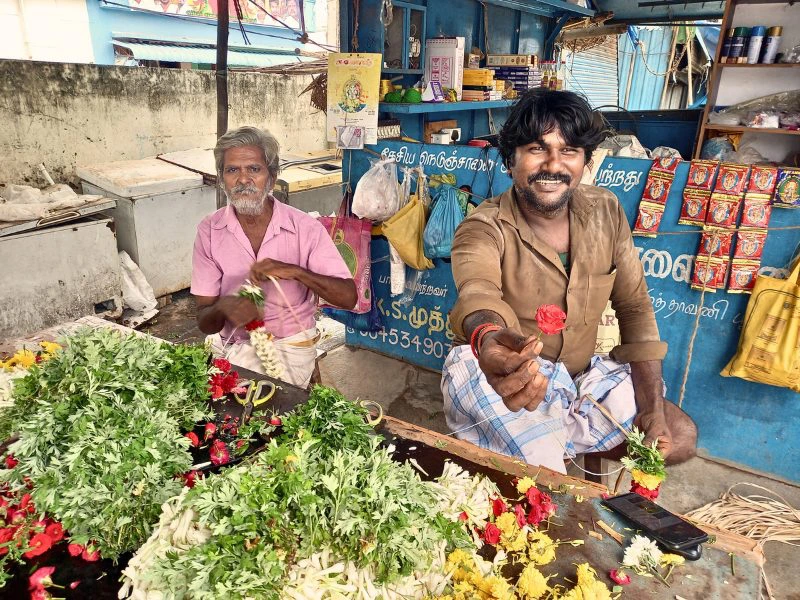 India madurai lokale markt bloemen markt