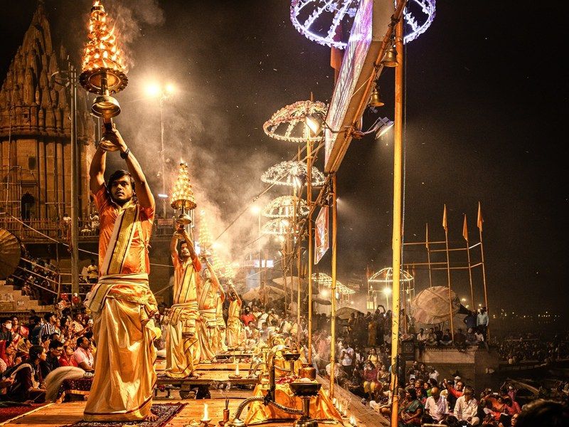 India Varanasi vuurshow