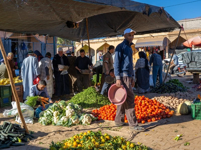 Lokale markt Atlasgebergte Marokko