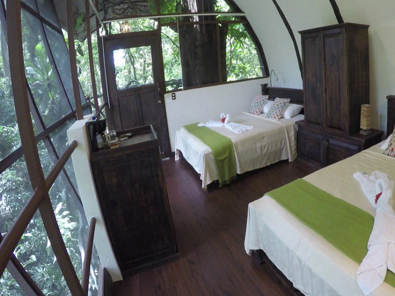 Kamer in jungle boomhut in Boca Tapada