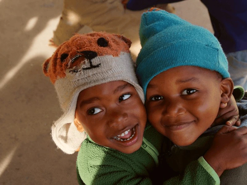 Lachende kinderen in Transkei