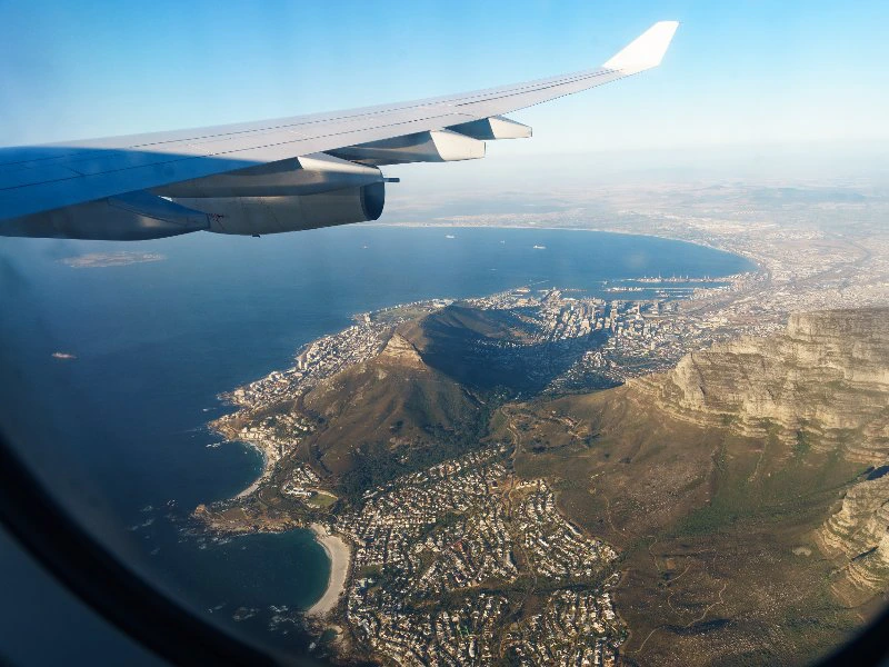 Zuid-Afrika uitzicht Kaapstad vliegtuig