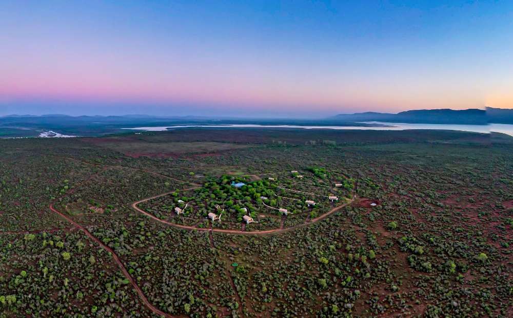 Uitzicht over de Africamps lodges in Pongola Zuid-Afrika