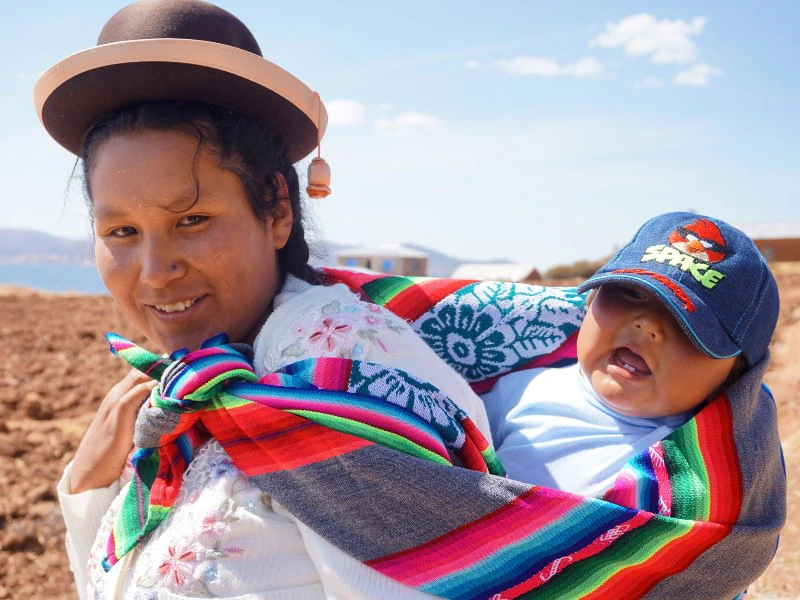 Titicacameer vrouw met kind