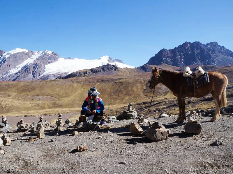 Rainbow Mountain local paard