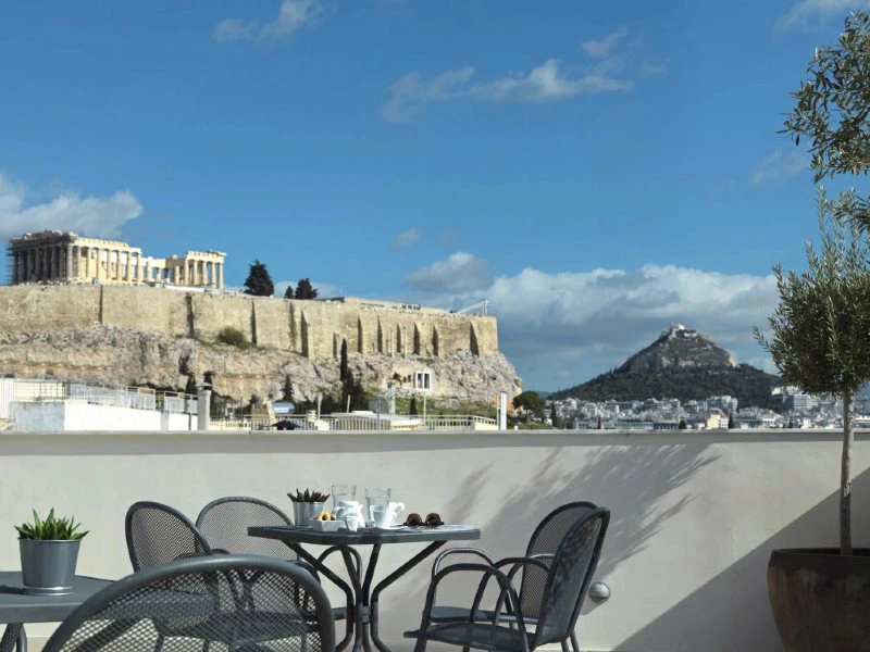 Dakterras met uitzicht in Athene