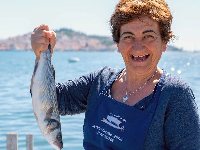 Vriendelijke local met verse vis op Poros Griekenland