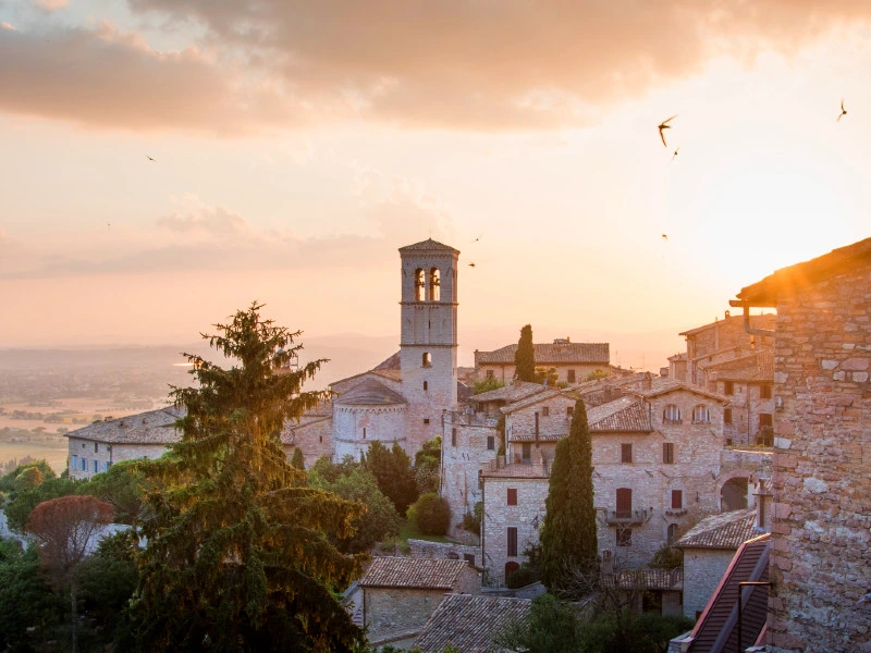 Zonsondergang in Todi - Italie