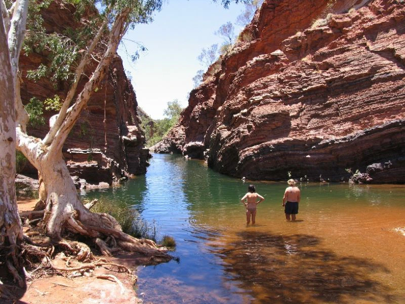 swimming in the waterpole at Karijini