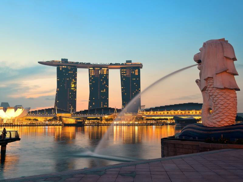 Skyline van marina Bay in Singapore