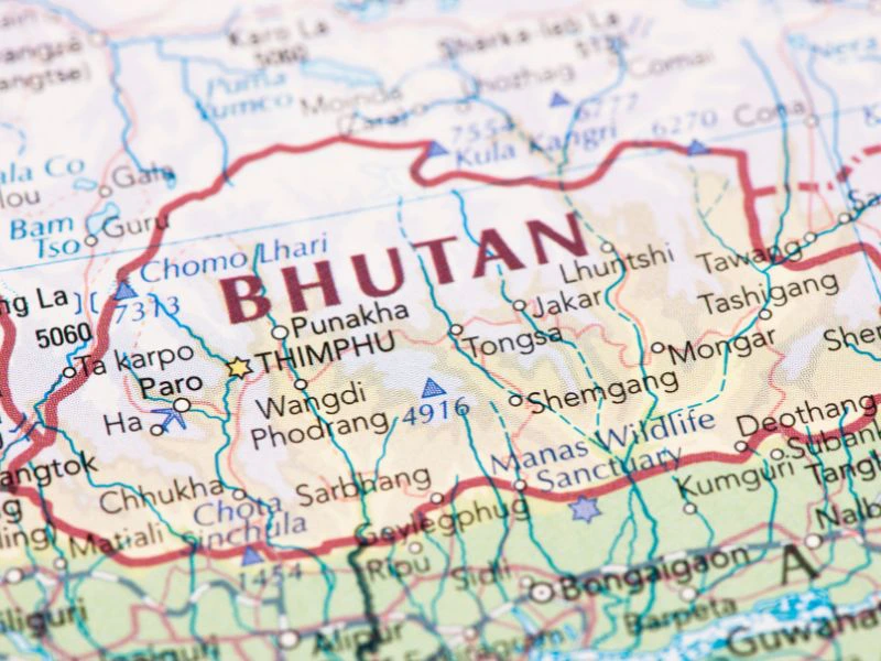 kaart van Bhutan
