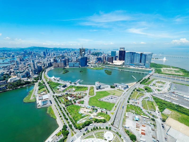 de skyline van Macau