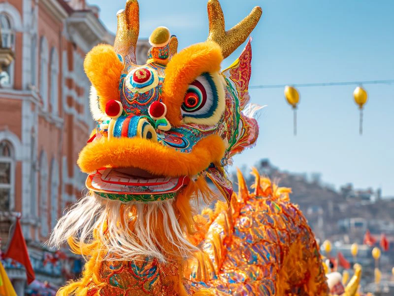 een draak op chinees nieuwjaar