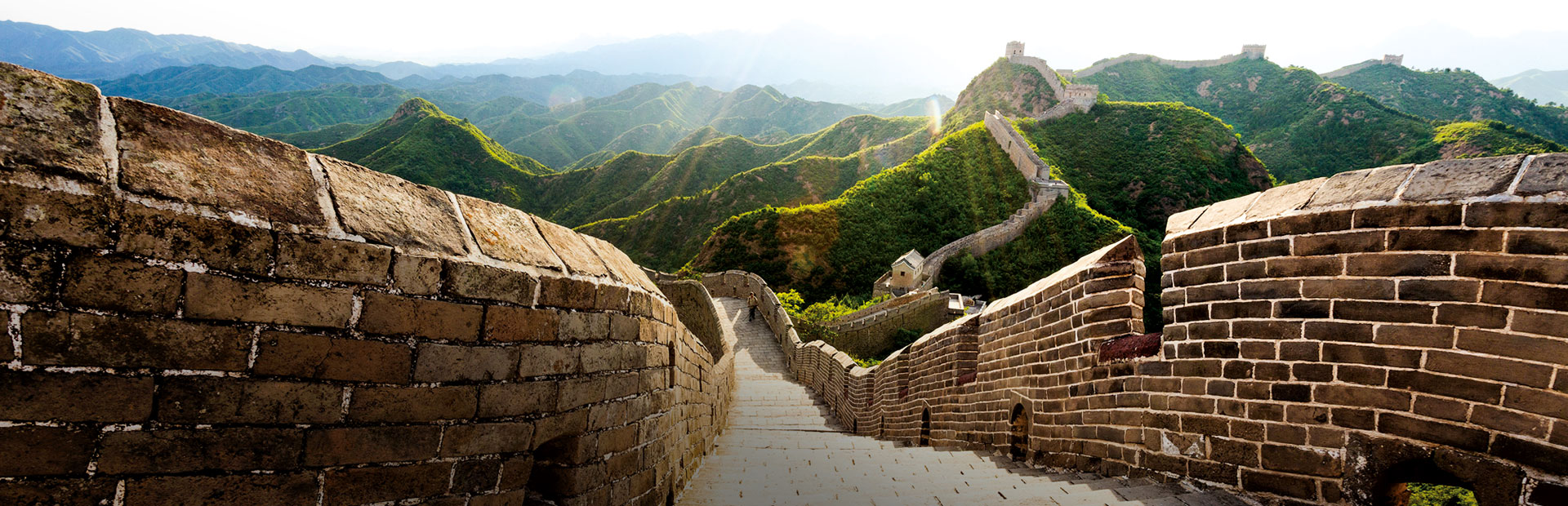 Op de Chinese Muur in de zonneschijn