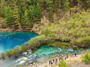 Blauwe meren in Jiuzhaigou