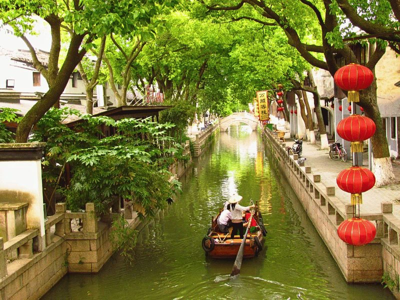 Kanaal in Tongli, China rondreis