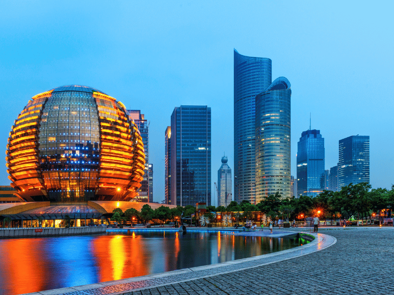 Skyline van Hangzhou, China