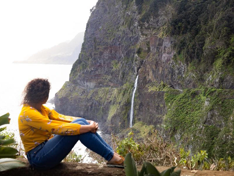 uitzicht op waterval Madeira