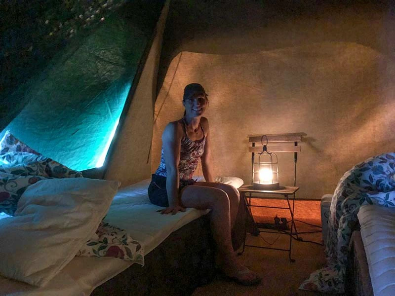 Binnenkant van de glamping tent