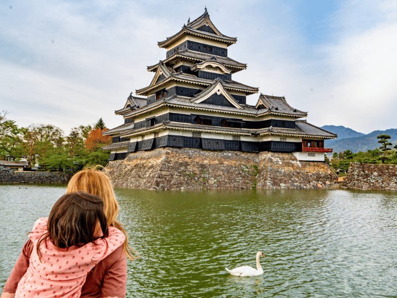 Moeder en dochter in Matsumoto