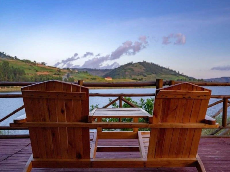 Oeganda Lake Bunyonyi uitzicht