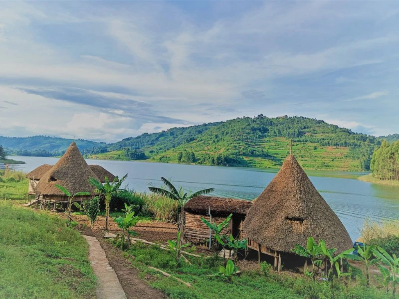 Oeganda Lake Bunyonyi uitzicht