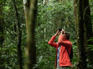 Reiziger met verrekijker - Oeganda